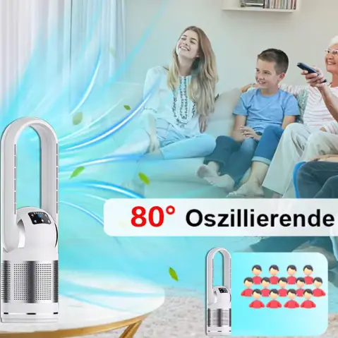 Daugiafunkcis Smart Home HEPA filtro oro valytuvas su šildytuvu be ašmenų ir aušintuvo ventiliatoriumi